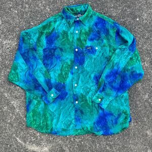 Vintage Green and Blue Women’s Guess Blouse Size 2